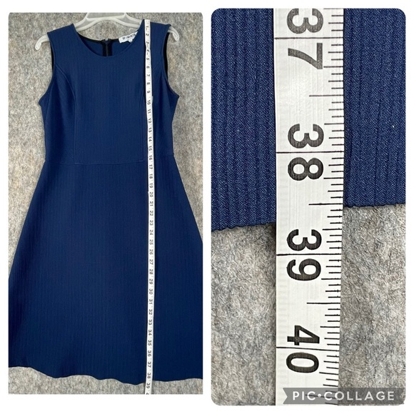 Of/Mercer Navy Blue Stretch Sheath Sleeveless Career Classic Mature Dress Sz 8 - Picture 13 of 14